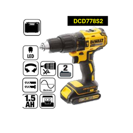 DCD778S2-GB شنيور دقاق بطارية 13مم 18 فولت 65 نيوتن