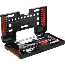 طقم لقم و سنون مفك متغيرة+مفتاح سيستيم 1/4 57 قطعة 6 صينى