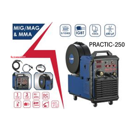 PRACTIC-250 CO2 ماكينة لحام انفرتر 220ف 250أمبير بالمشتملات