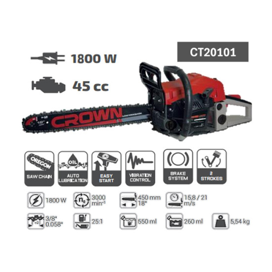 CT20101-B3 منشار شجر بنزين 18 1800 واط