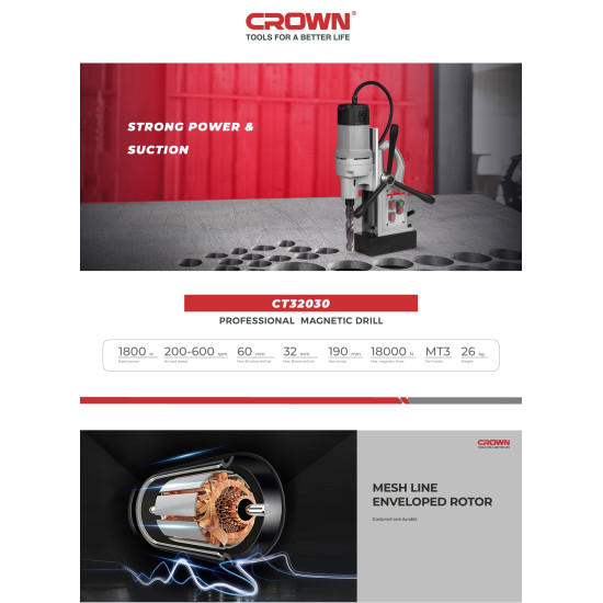 CT32030 شنيور قاعدة مغناطيسية 1800 واط 32مم شنطة بلاستيك