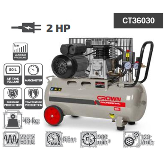 CT36030 كمبرسور 50 لتر 2 حصان نحـــاس سير صينى