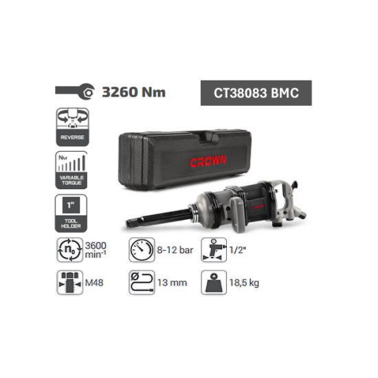 CT38083BMC طقم شنيور فك وربط هواء زور طويل1 3260نيوتن شنطة