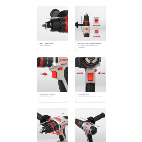 شنيور دقاق براشليس 13مم ظ. معدن 75ن 4 امبير 20ف ش.بلاس CT21093XMS-4BMC